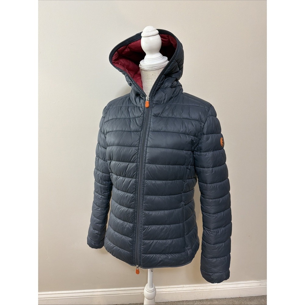 Save The Duck Ultra Light Hooded Puffer Plum Tech Size 2